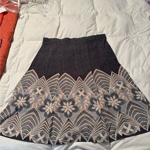 Sami & Jo Black and Cream Floral A-Line Skirt